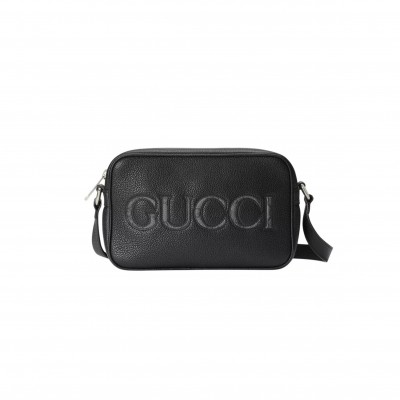 GUCCI LOGO EMBROIDERED LEATHER MINI SHOULDER BAG 768391 (23.5*14*6cm)